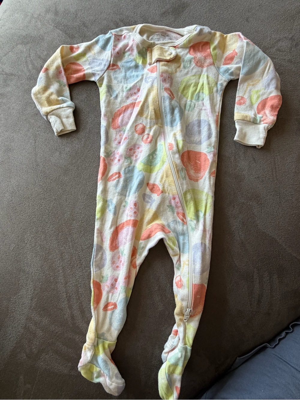 Members Mark Baby One-Piece Footed Zipper Pajamas - Pastel Coral & Yellow